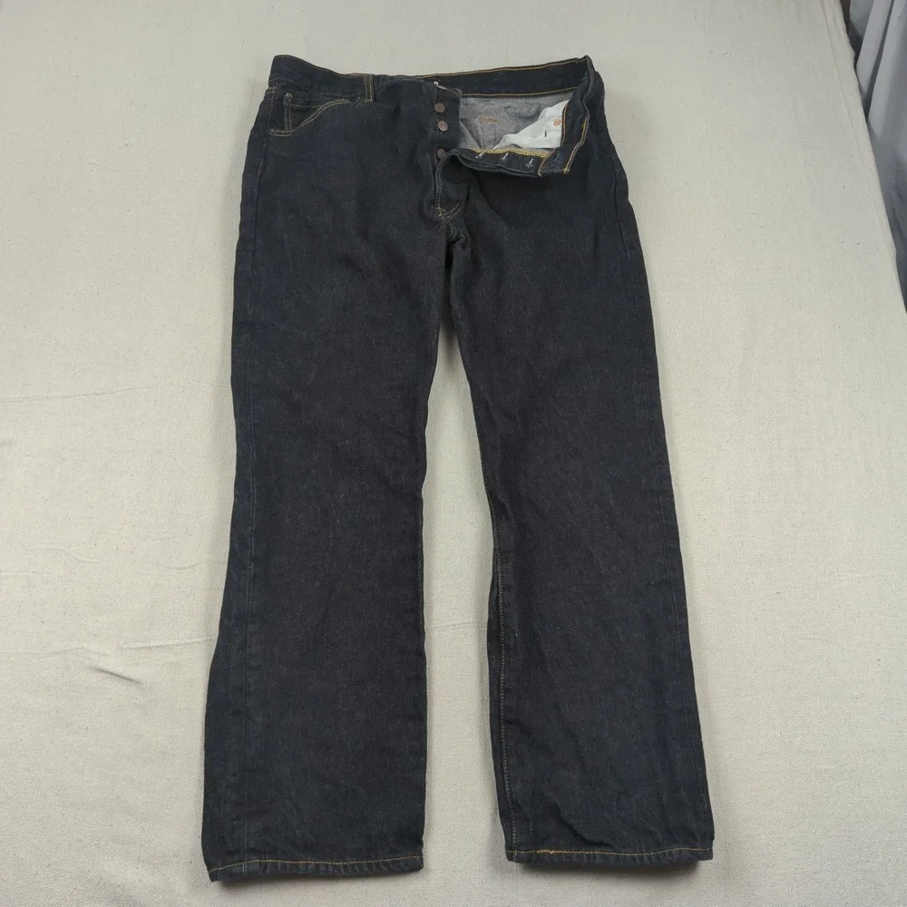 Levis 501 Jeans Mens‎ 38x32 Black Button Fly Western Faded Classic American